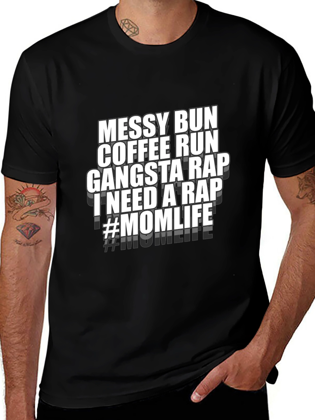 Mom Life T-Shirt - Messy Bun Coffee Run Gangsta Rap