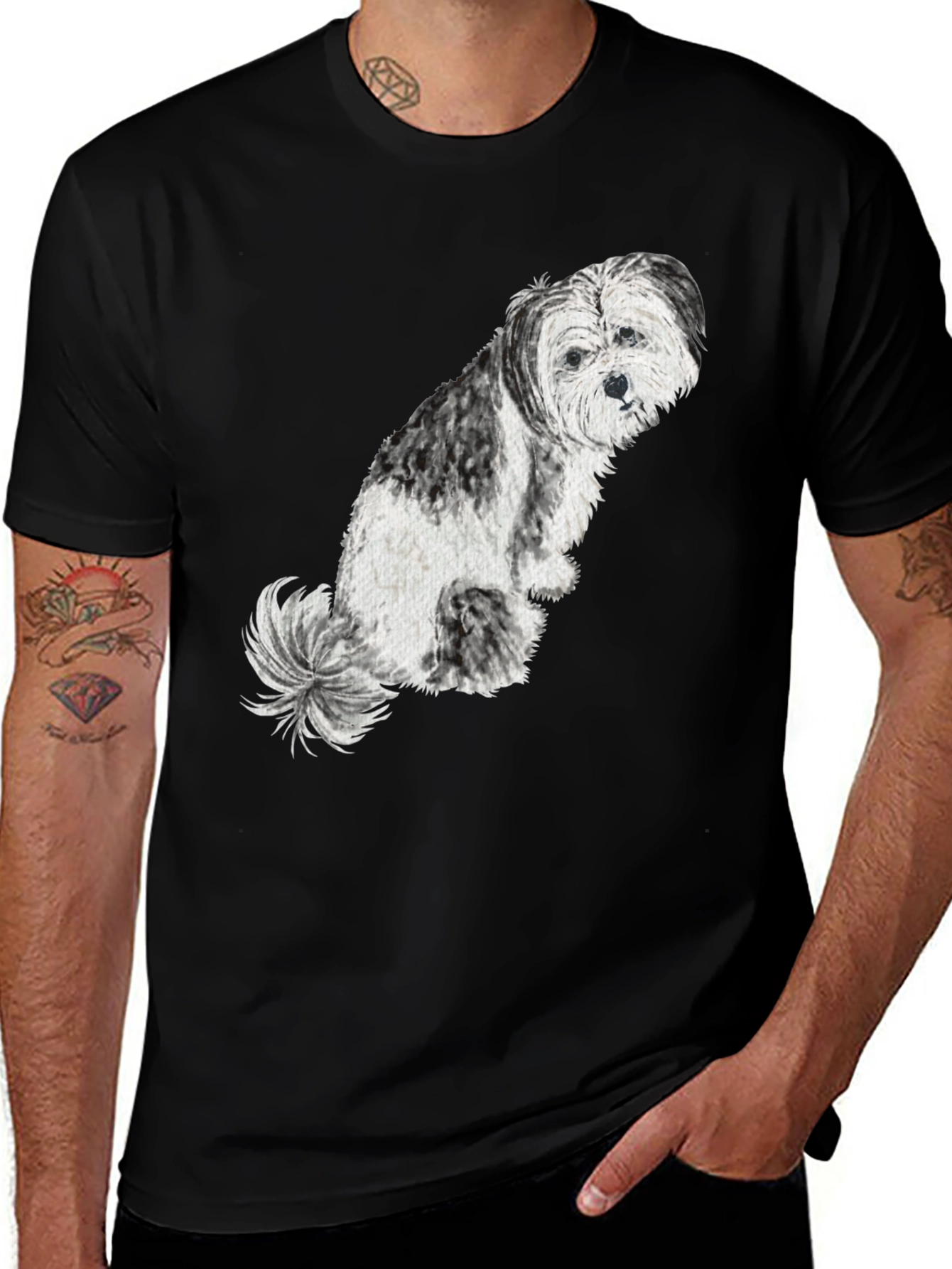 Dog Graphic Tee - Black Casual T-Shirt