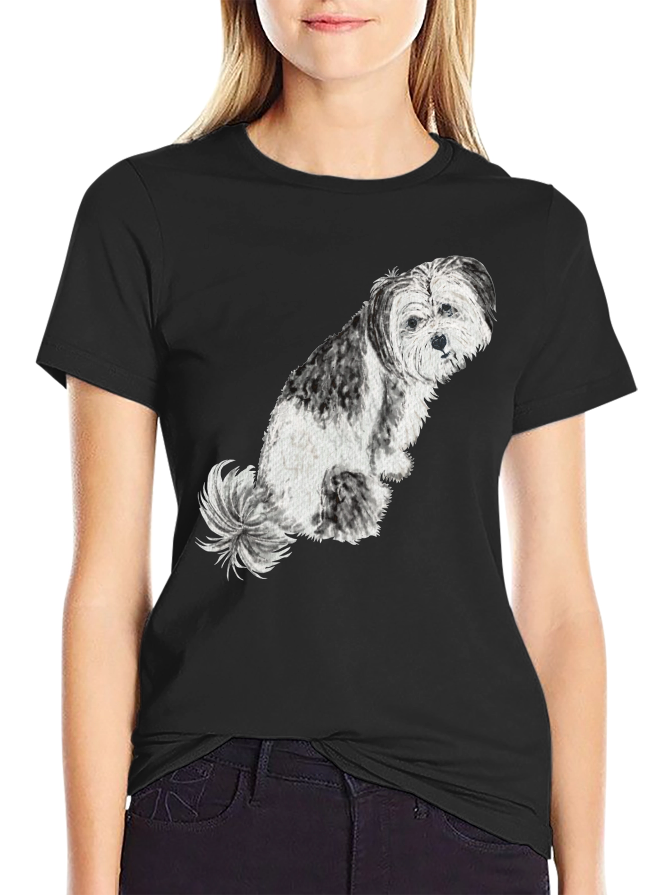 Dog Graphic Tee - Black Casual T-Shirt