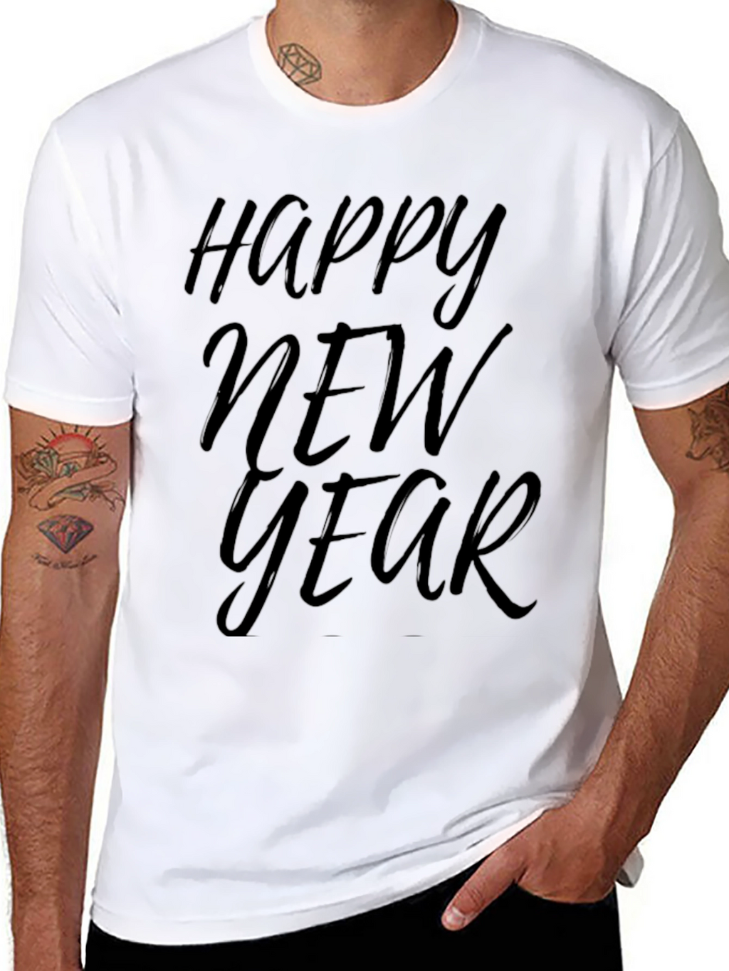 Happy New Year Graphic Tee - Black T-Shirt