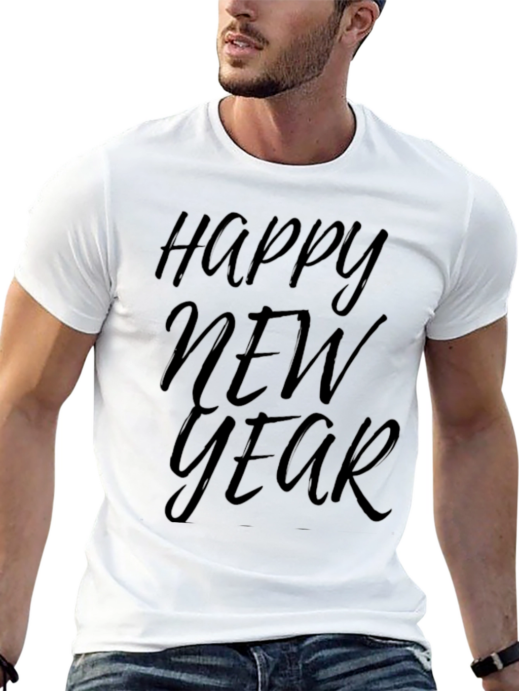 Happy New Year Graphic Tee - Black T-Shirt
