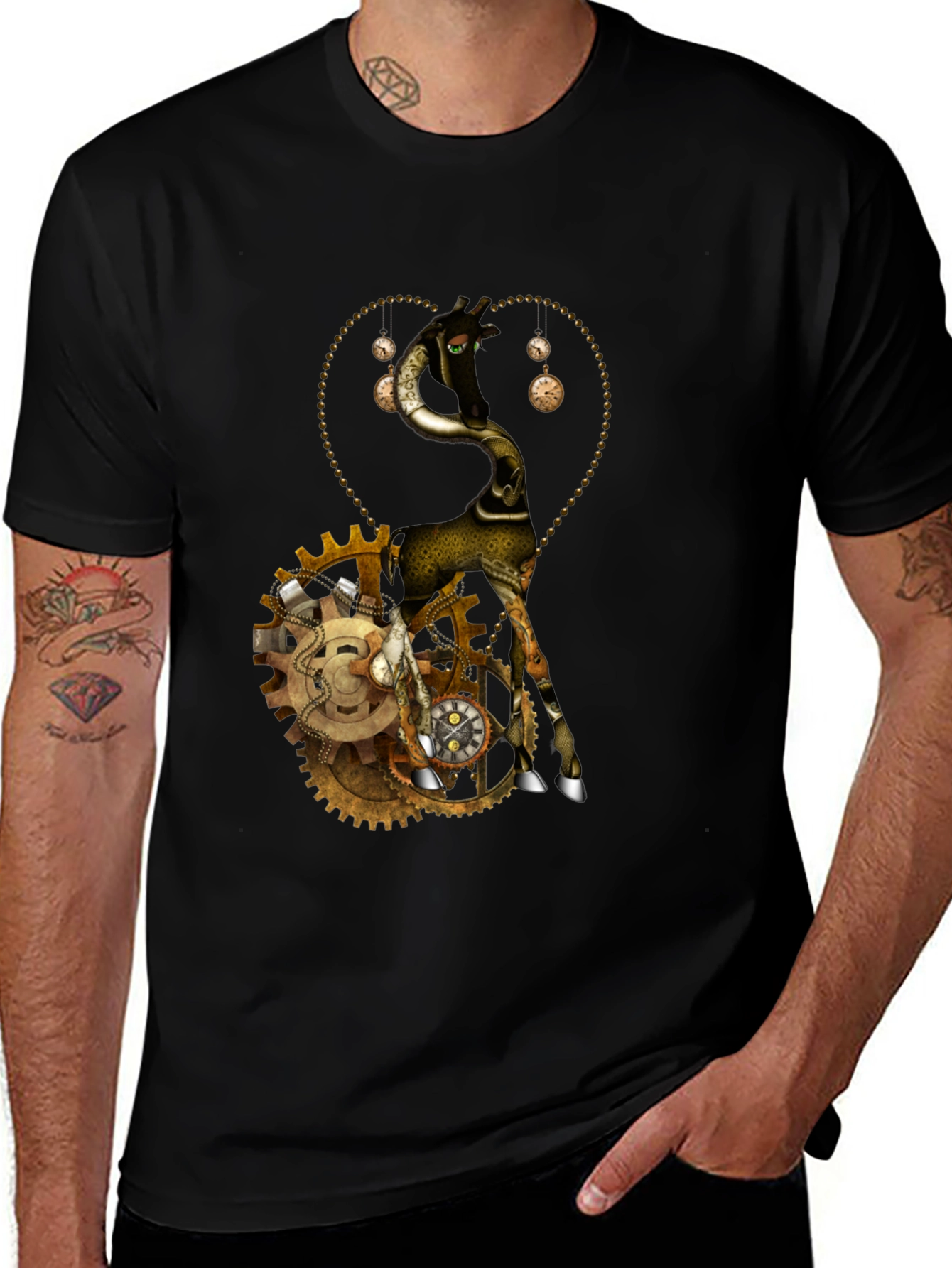 Steampunk Giraffe Graphic T-Shirt