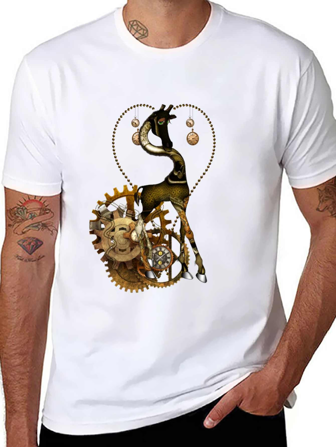 Steampunk Giraffe Graphic T-Shirt