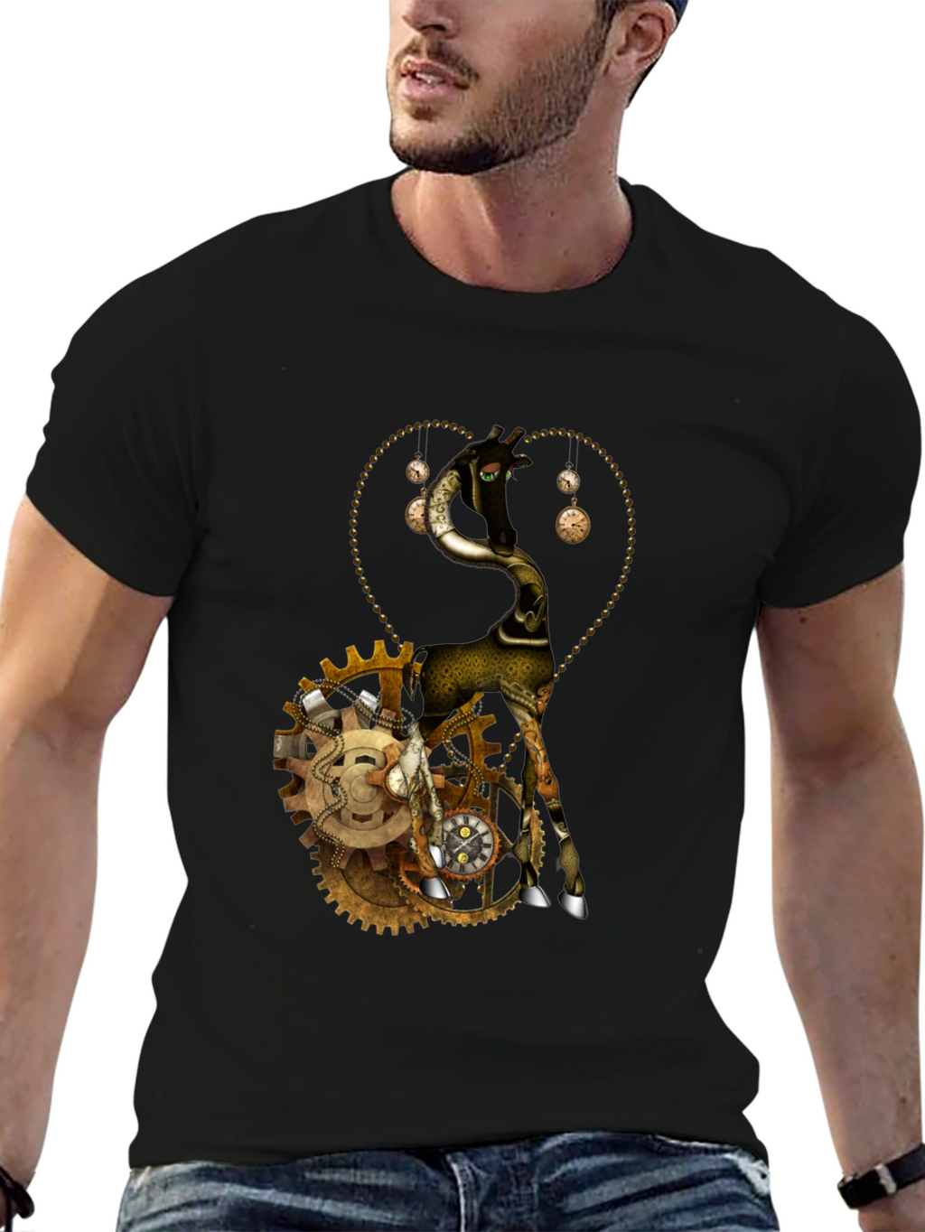 Steampunk Giraffe Graphic T-Shirt