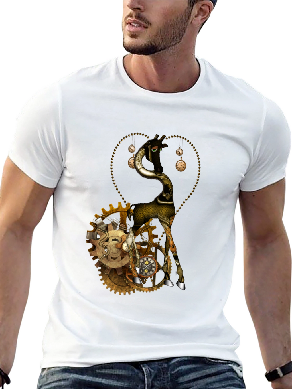 Steampunk Giraffe Graphic T-Shirt