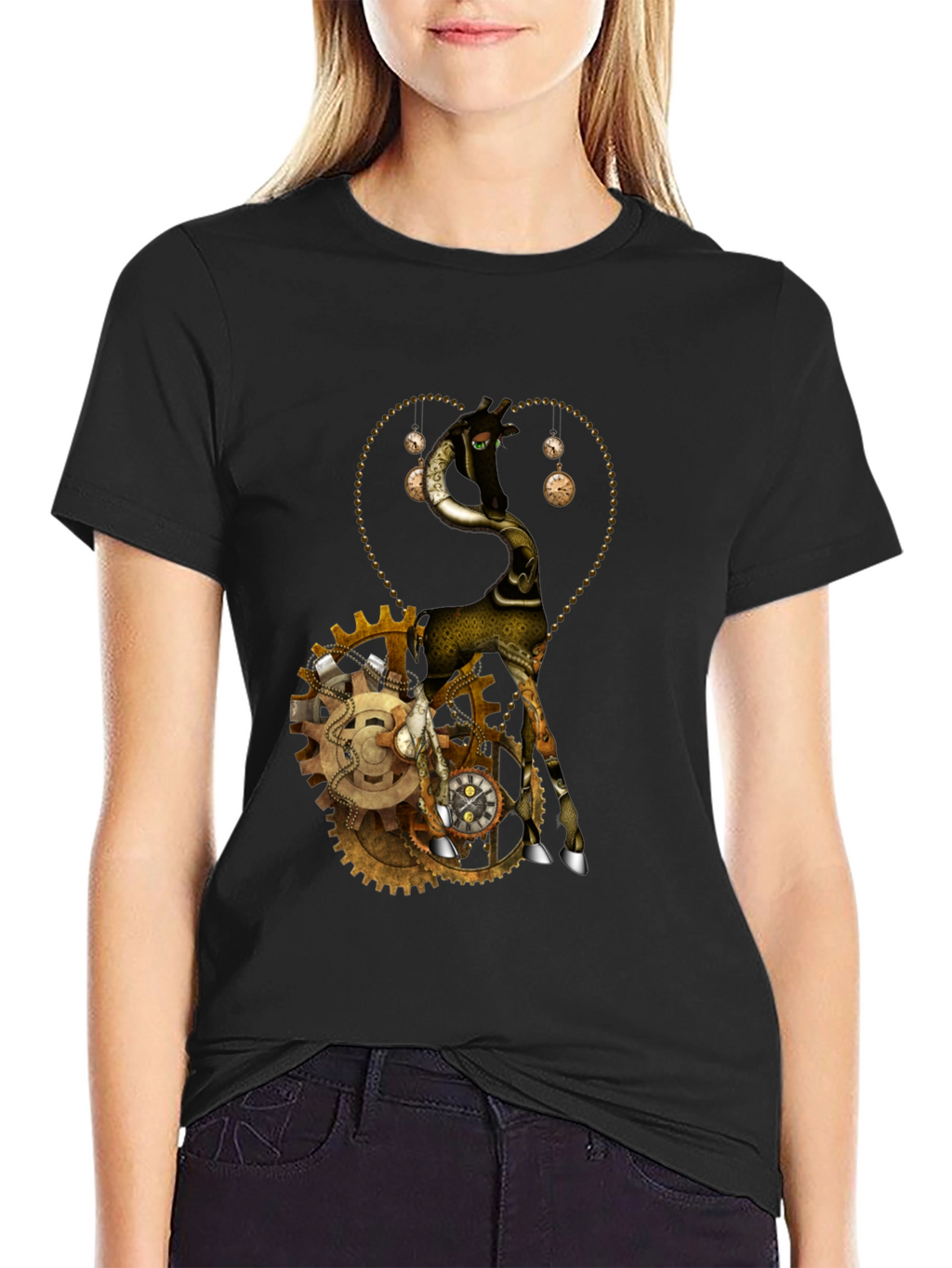 Steampunk Giraffe Graphic T-Shirt