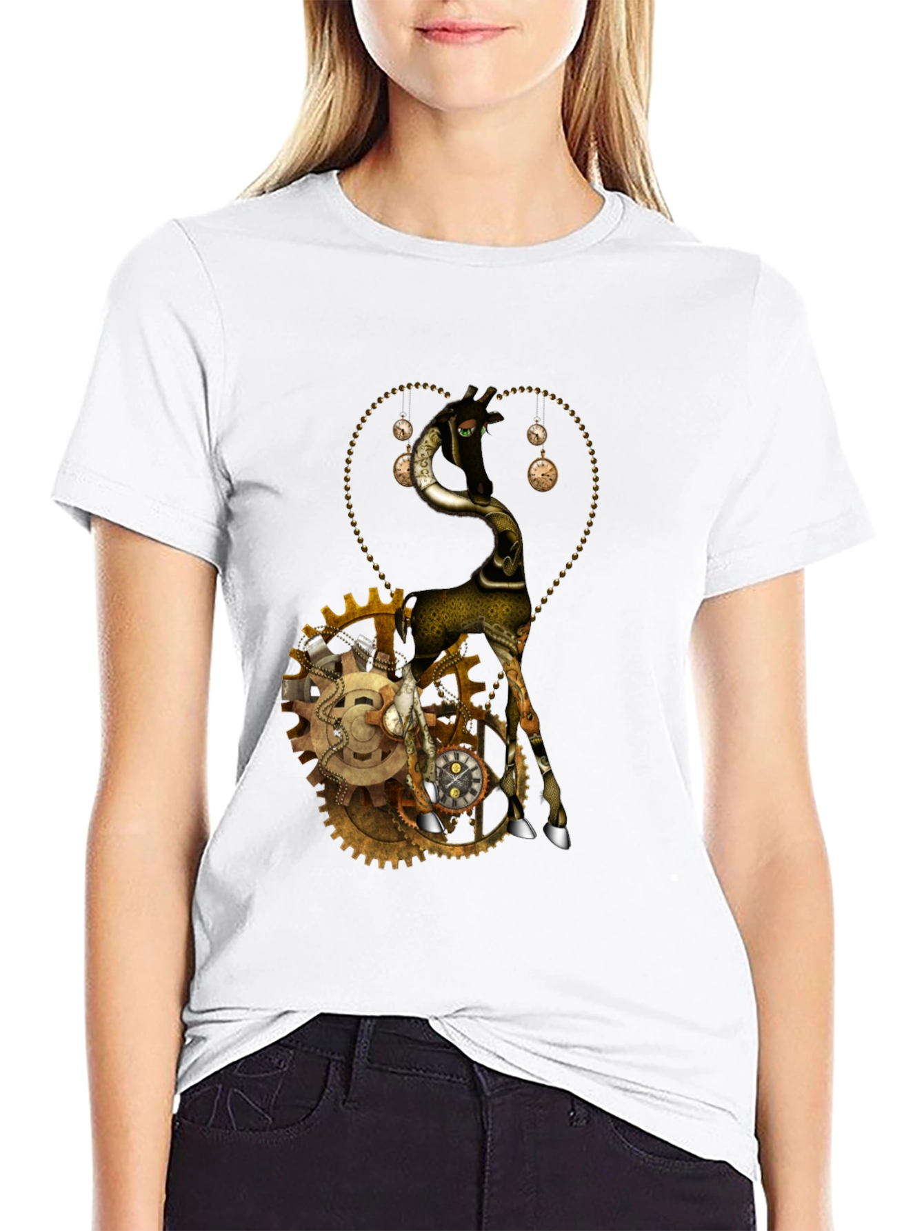 Steampunk Giraffe Graphic T-Shirt