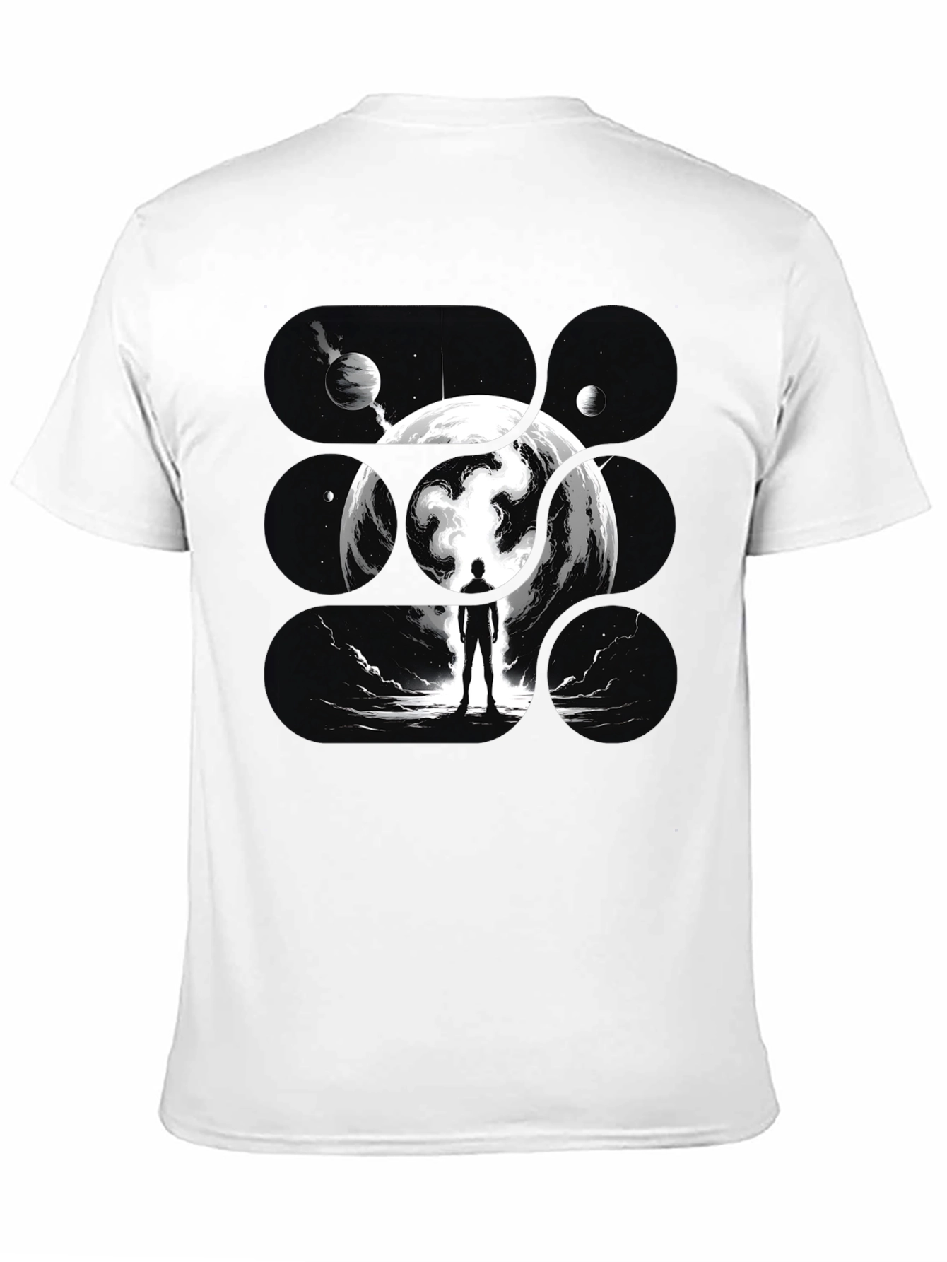 Cosmic Dreamer Black T-Shirt - Space Silhouette Design