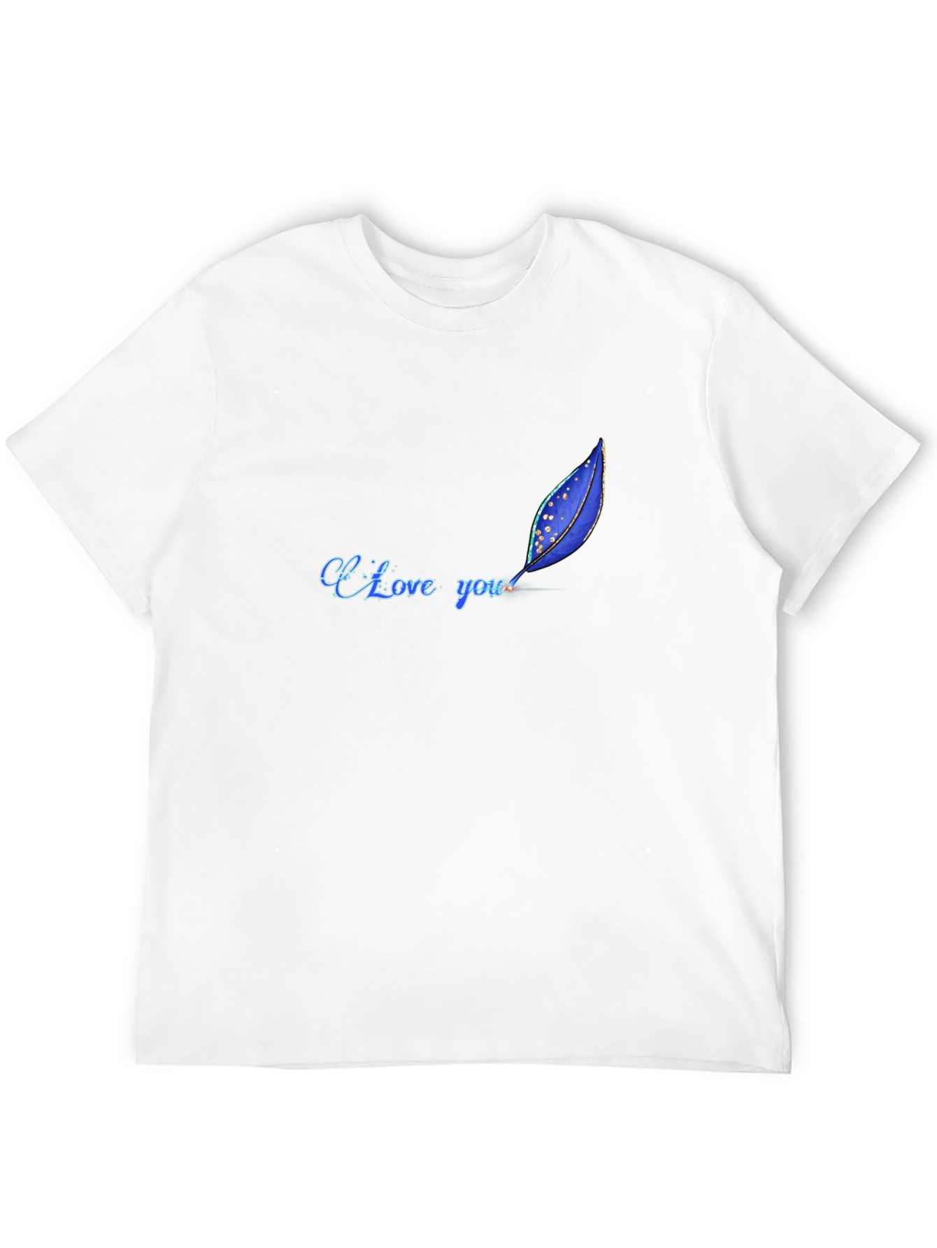 I Love You Feather Design Black T-Shirt