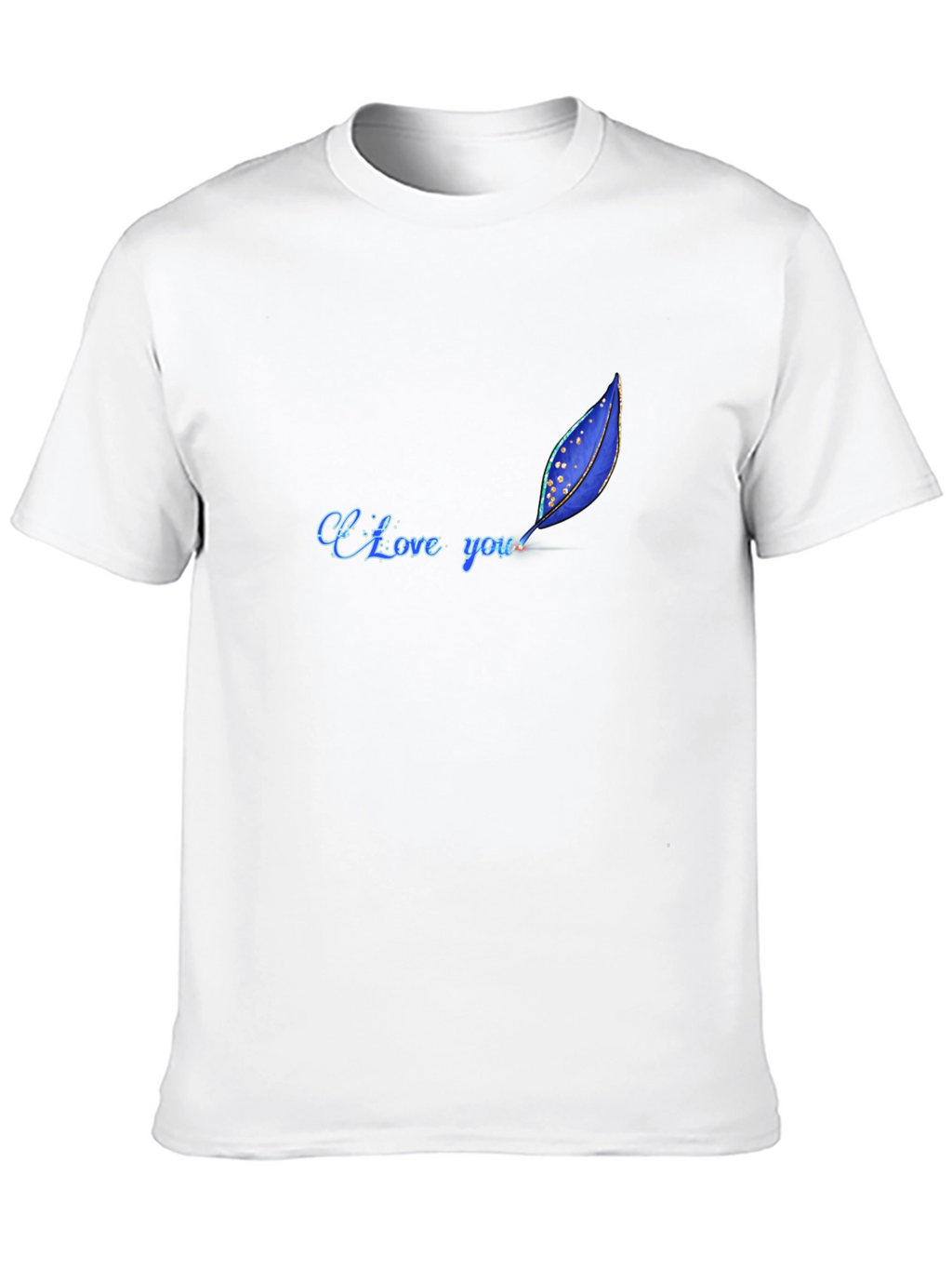 I Love You Feather Design Black T-Shirt
