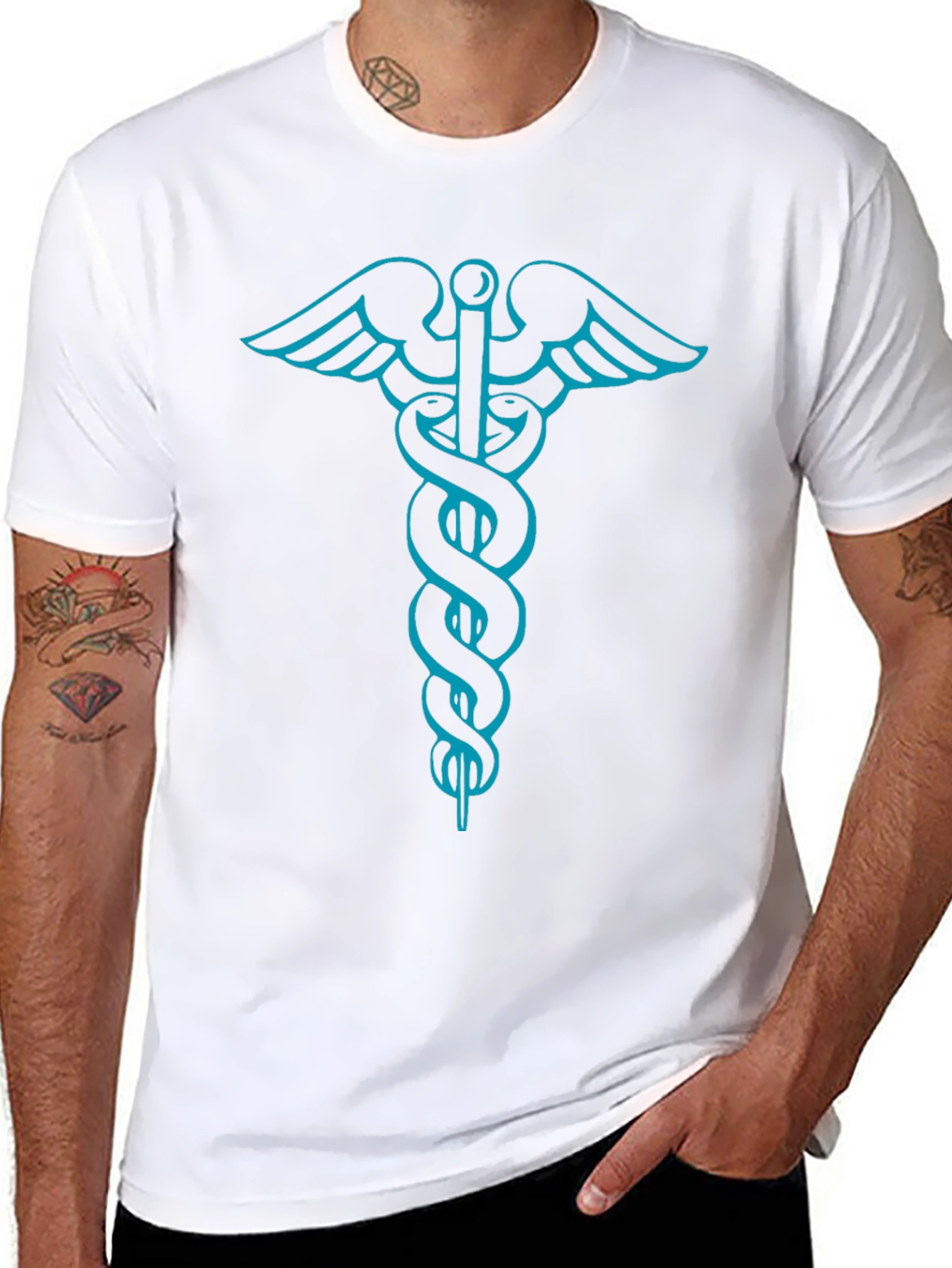 Medical Caduceus Graphic Tee - Stylish Black T-Shirt