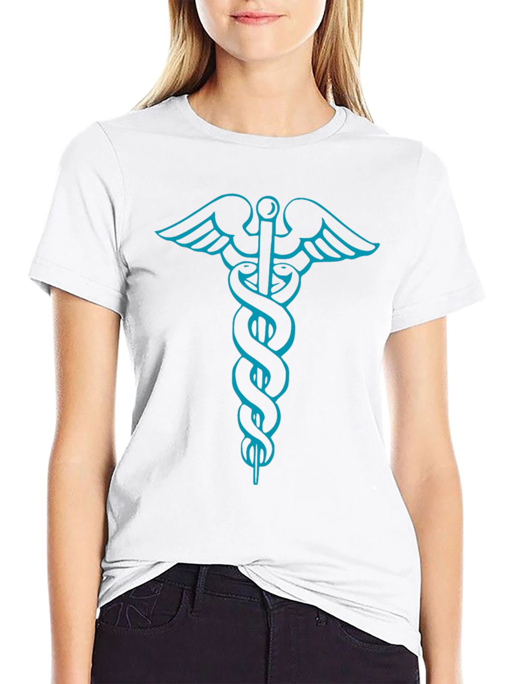 Medical Caduceus Graphic Tee - Stylish Black T-Shirt