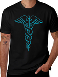 Medical Caduceus Graphic Tee - Stylish Black T-Shirt