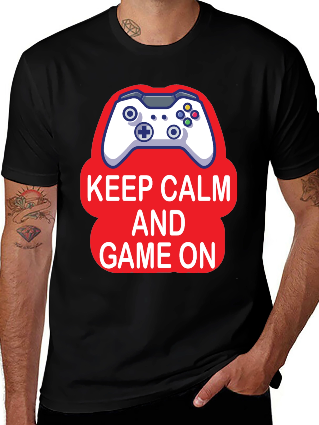 Keep Calm and Game On Black T-Shirt