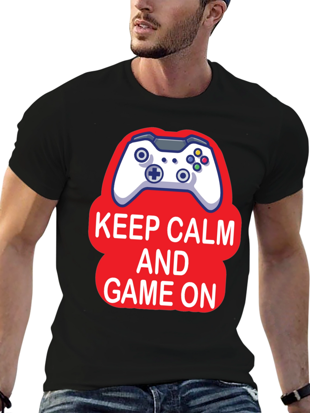 Keep Calm and Game On Black T-Shirt