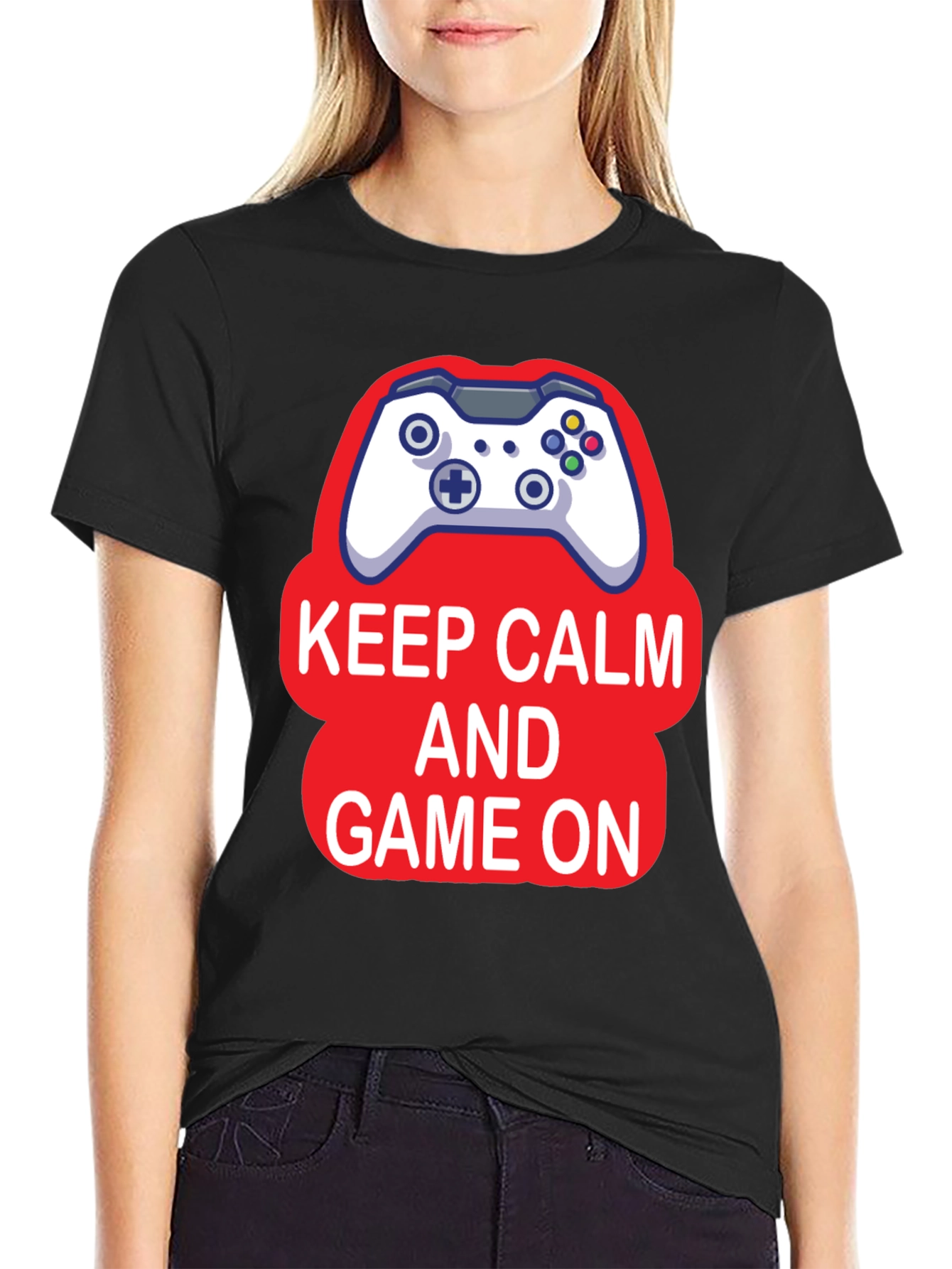 Keep Calm and Game On Black T-Shirt