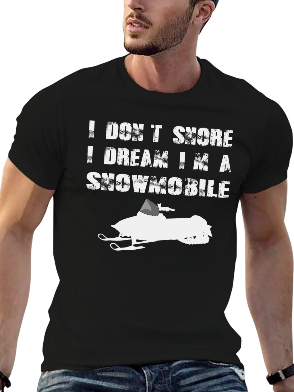 I Dream Im a Snowmobile Black Tee