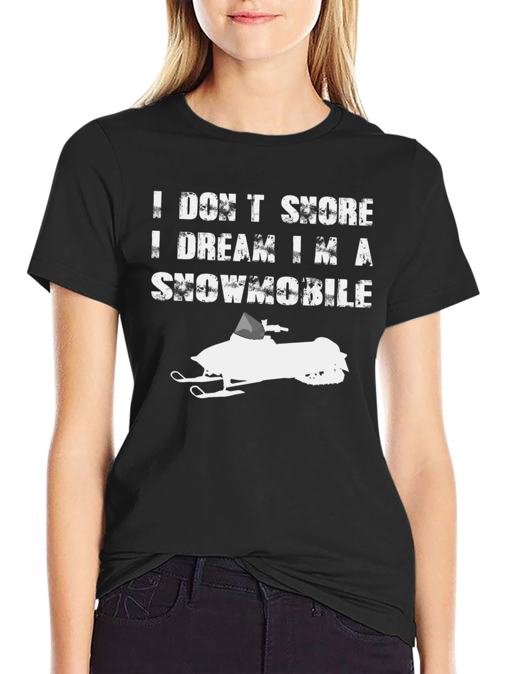 I Dream Im a Snowmobile Black Tee