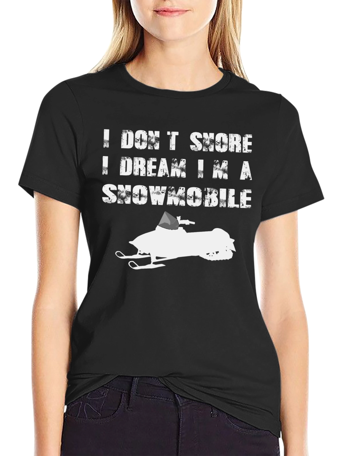 I Dream Im a Snowmobile Black Tee