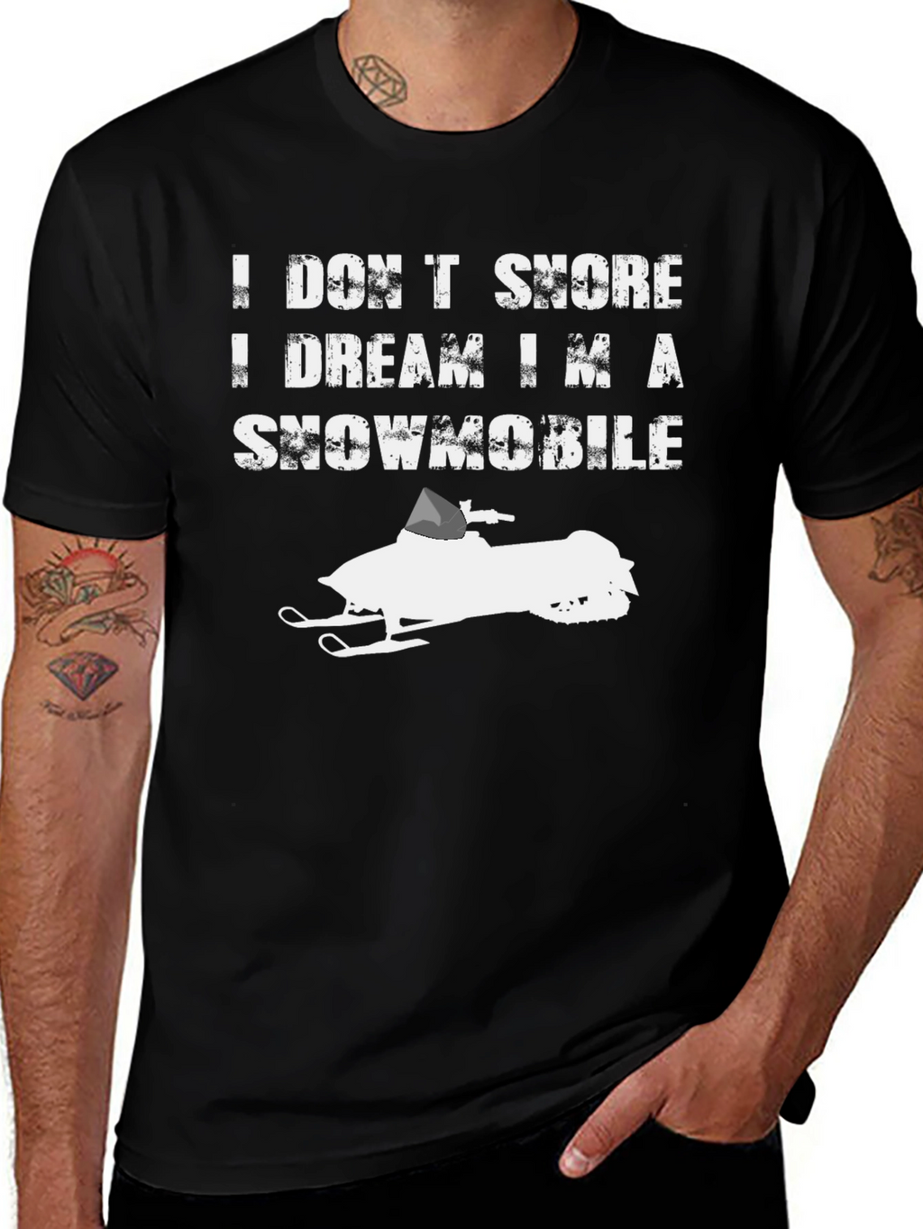 I Dream Im a Snowmobile Black Tee