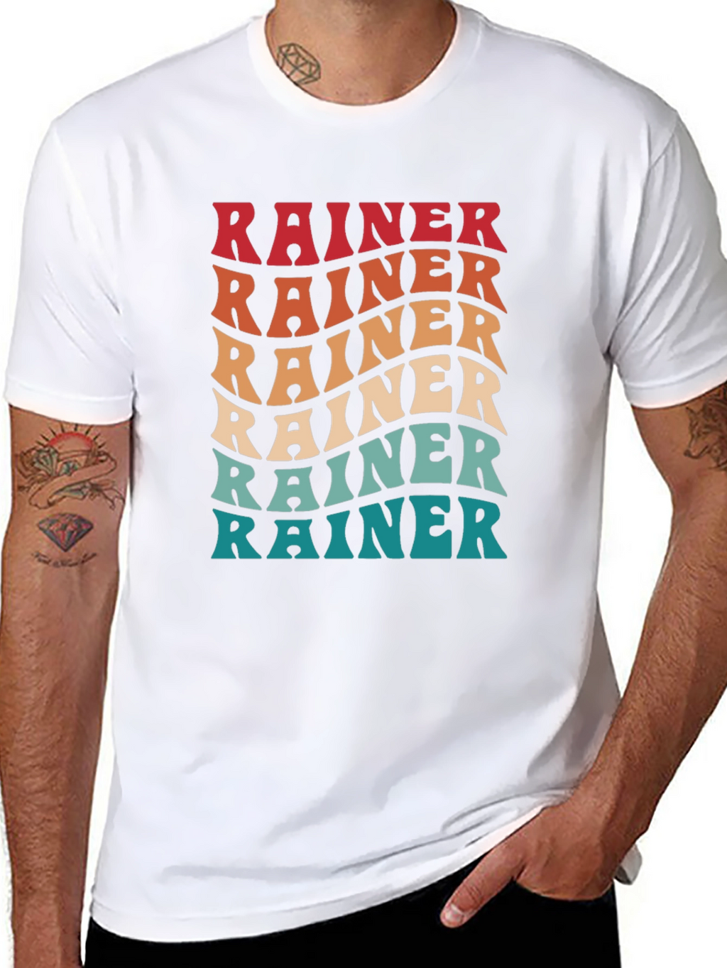 Rainer Retro Wavy Text Black T-Shirt