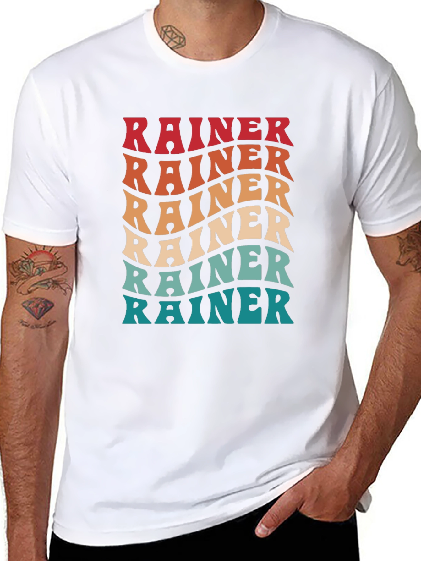 Rainer Retro Wavy Text Black T-Shirt