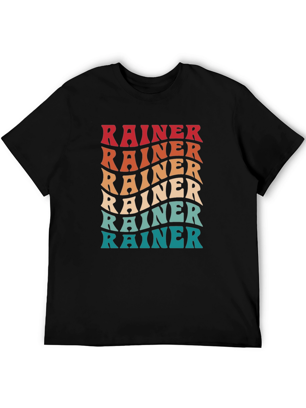 Rainer Retro Wavy Text Black T-Shirt