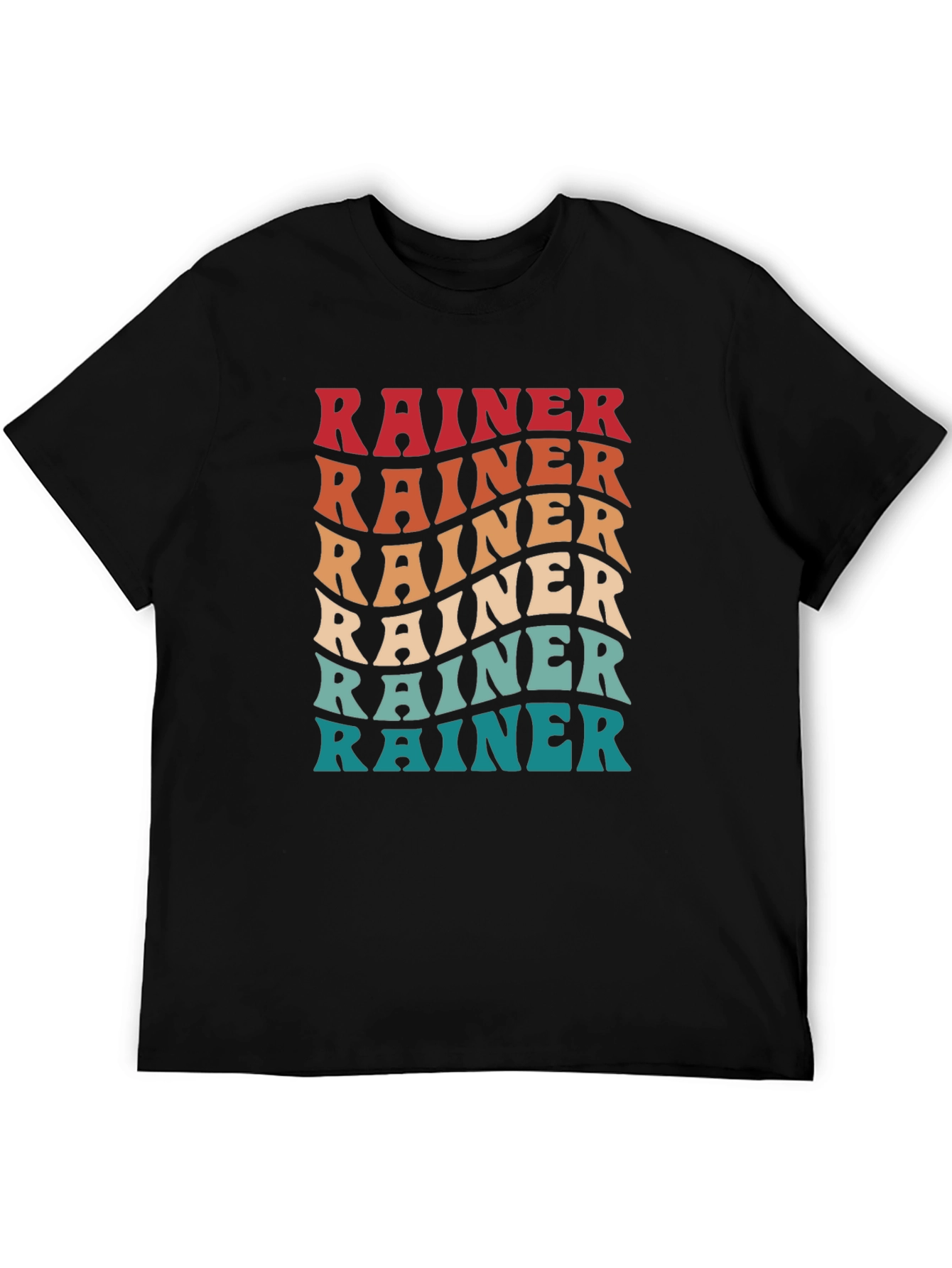 Rainer Retro Wavy Text Black T-Shirt