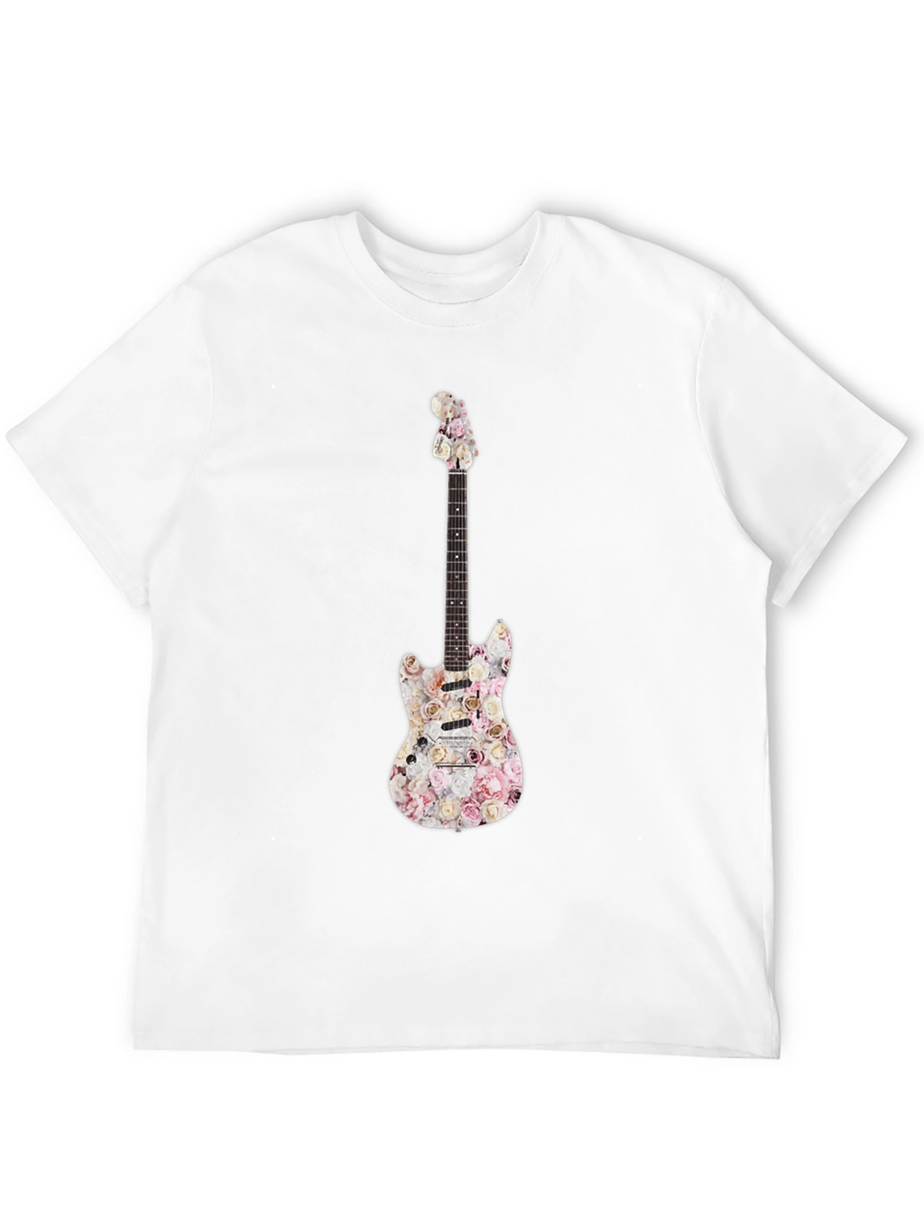 Floral Guitar Graphic T-Shirt - Black