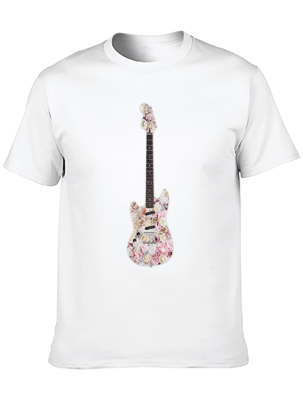 Floral Guitar Graphic T-Shirt - Black
