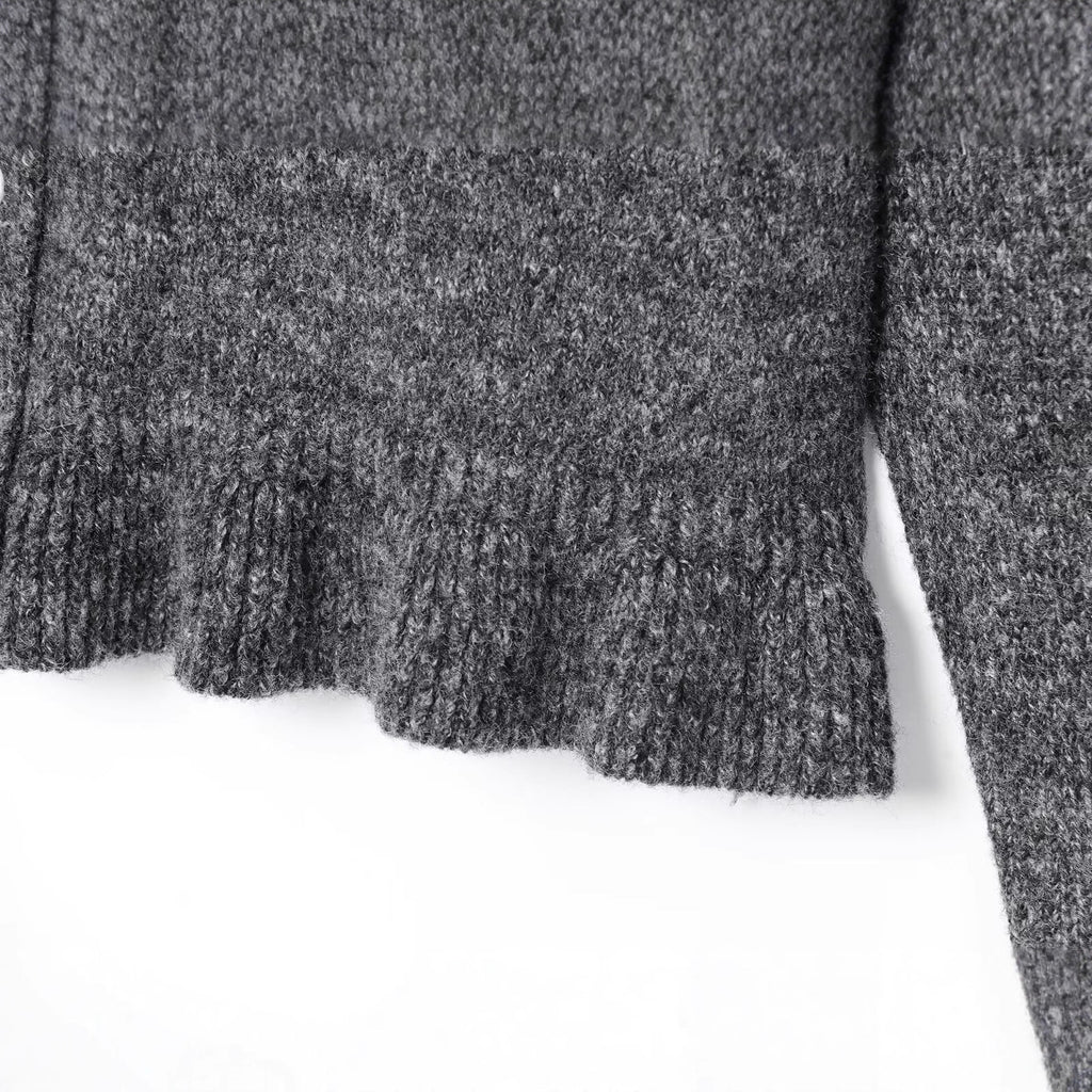 Doll collar single breasted knitted cardigan jacket for women