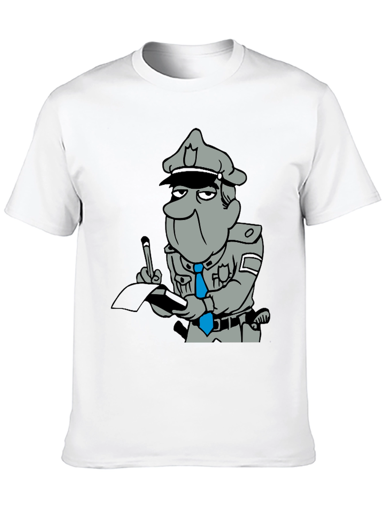Cartoon Cop Black T-Shirt