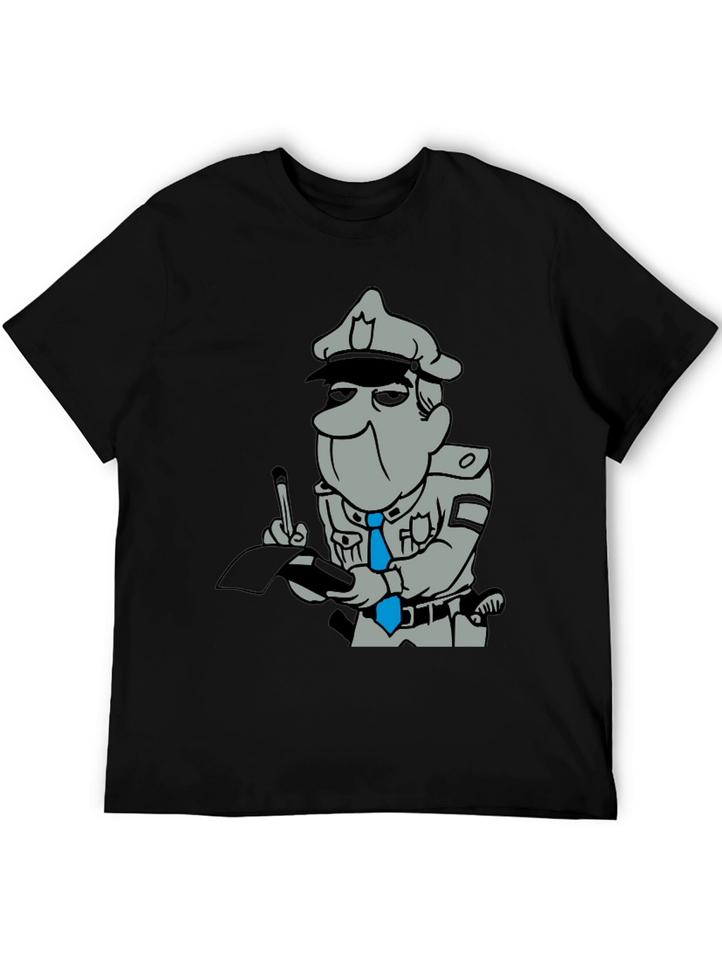 Cartoon Cop Black T-Shirt