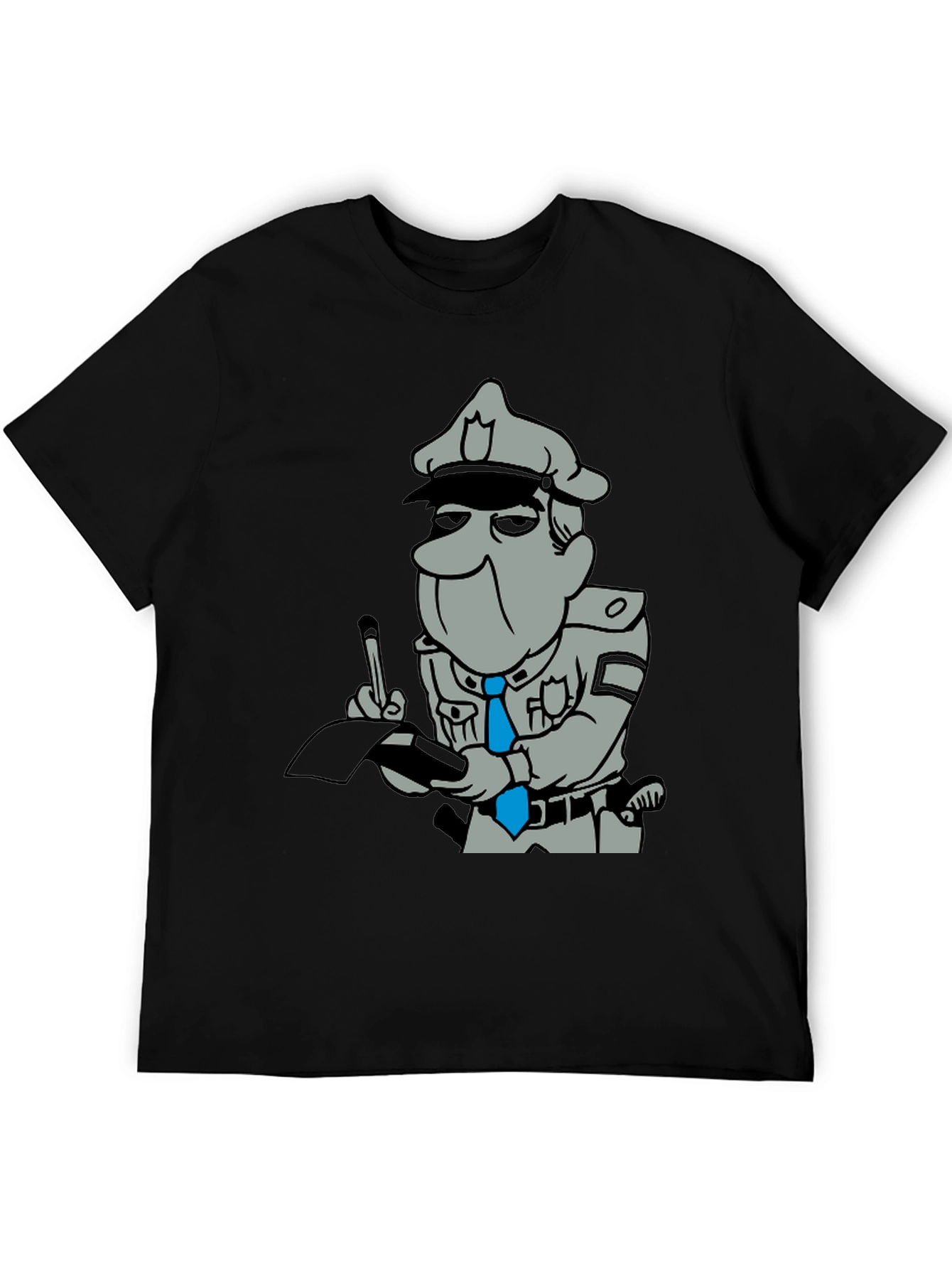 Cartoon Cop Black T-Shirt