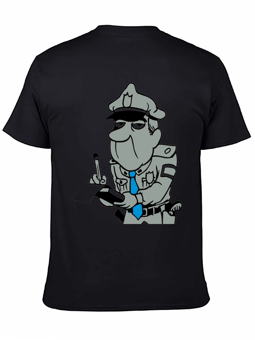 Cartoon Cop Black T-Shirt