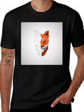 Geometric Fox Graphic Tee - Modern Polygon Design