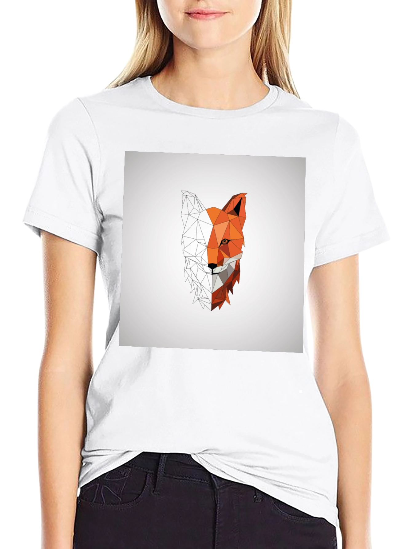 Geometric Fox Graphic Tee - Modern Polygon Design