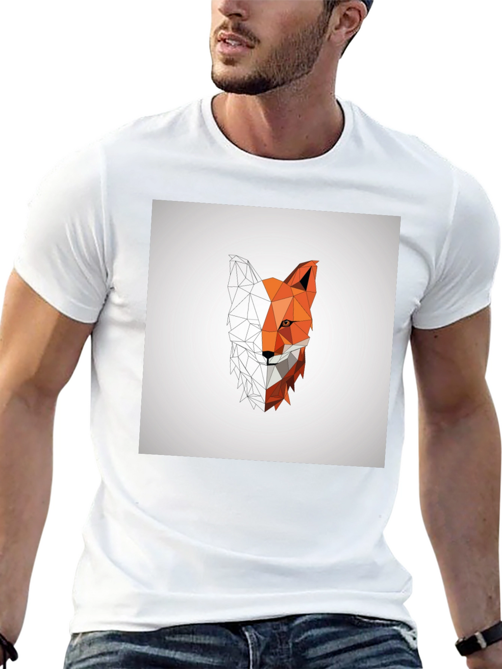 Geometric Fox Graphic Tee - Modern Polygon Design