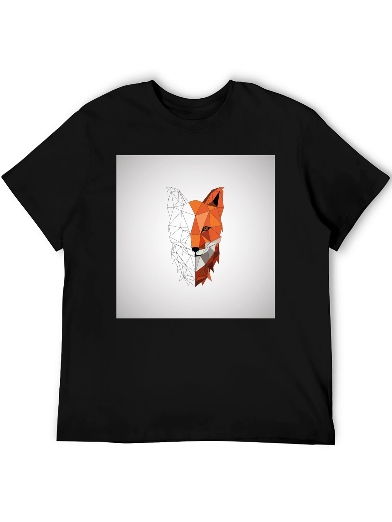 Geometric Fox Graphic Tee - Modern Polygon Design
