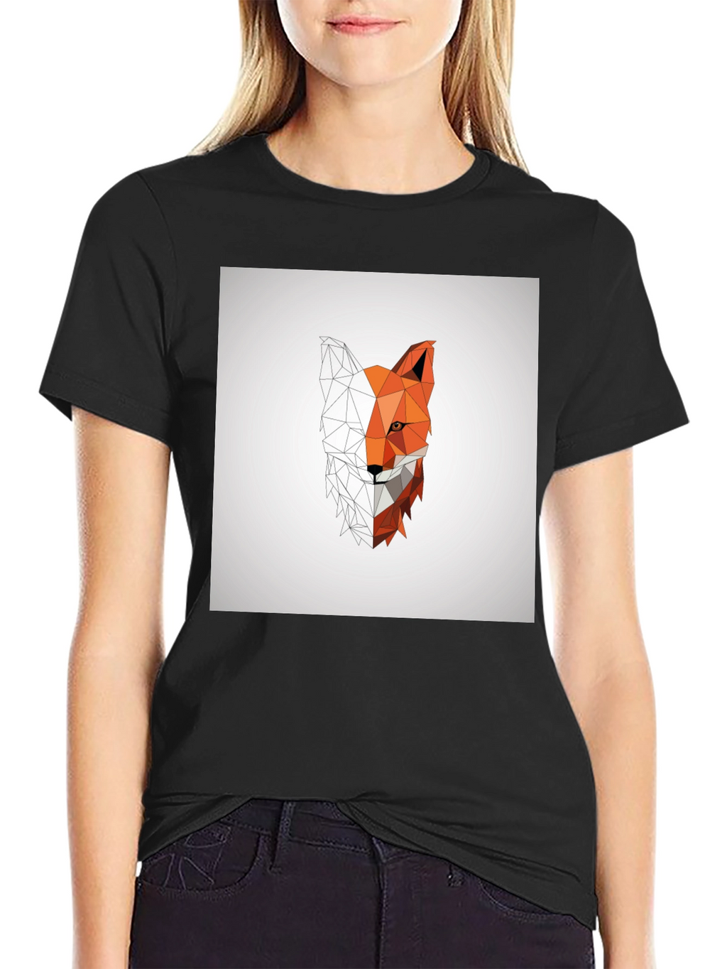 Geometric Fox Graphic Tee - Modern Polygon Design