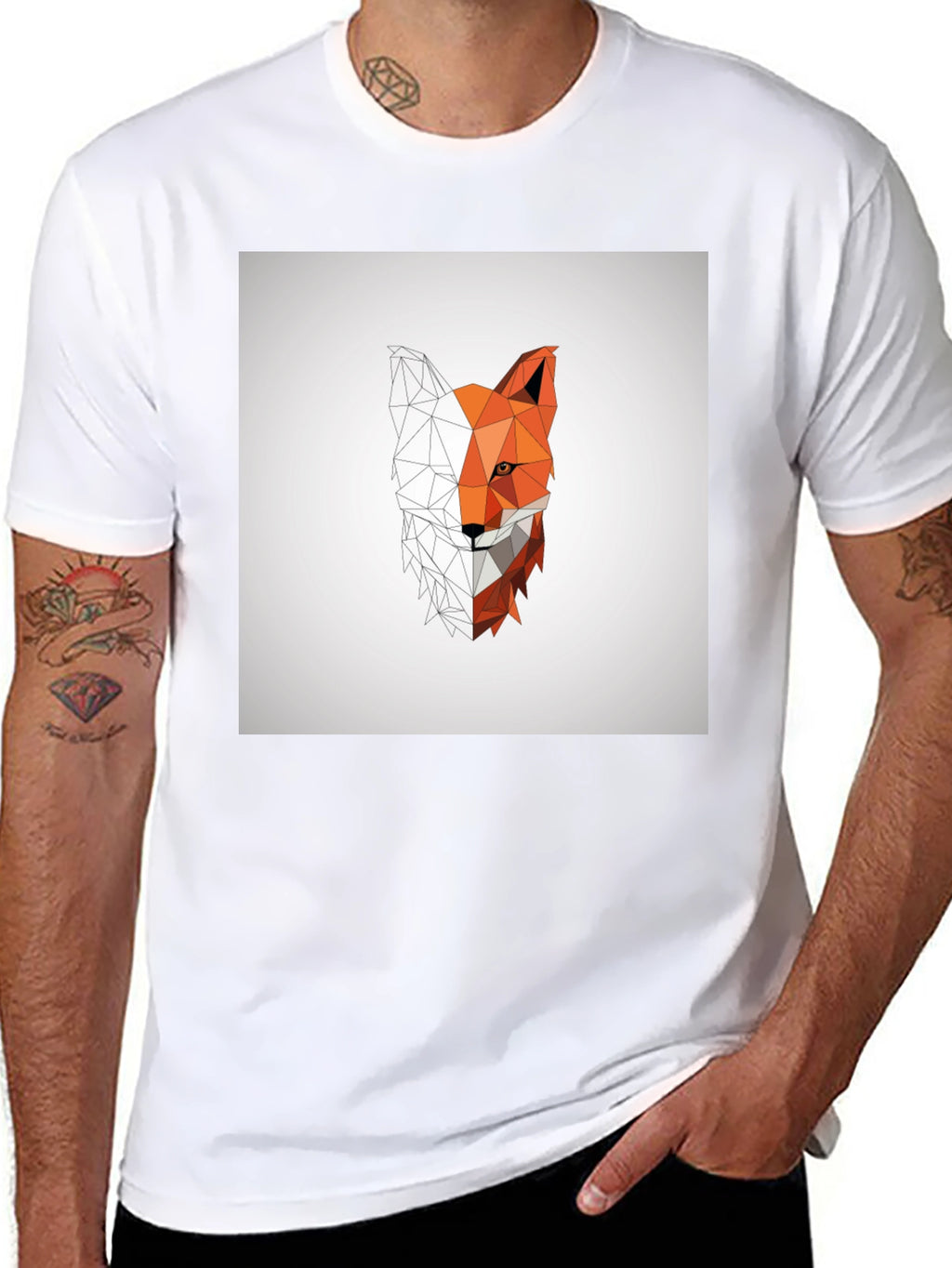 Geometric Fox Graphic Tee - Modern Polygon Design