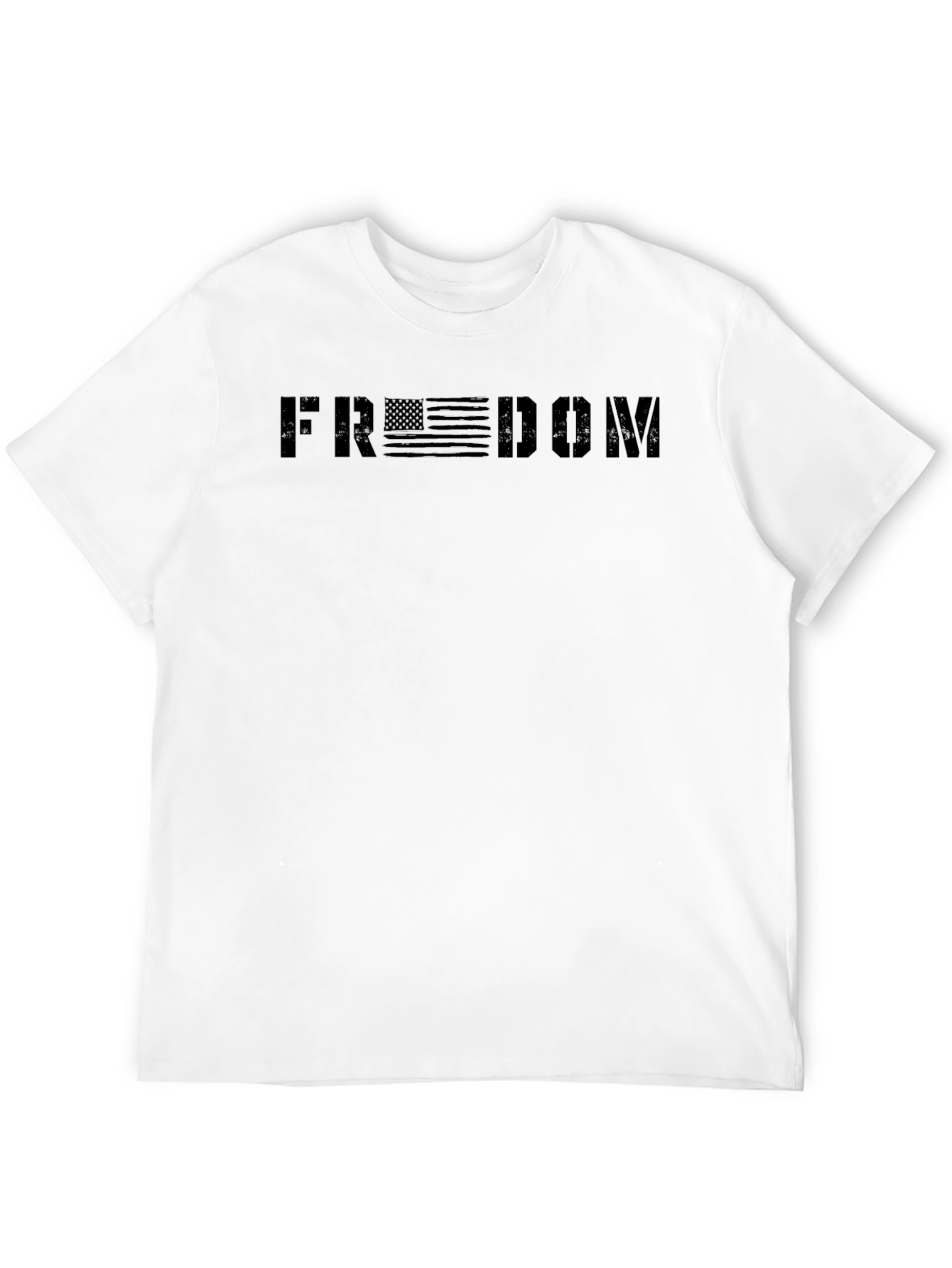 Mens Black Freedom Graphic T-Shirt Patriotic American Flag