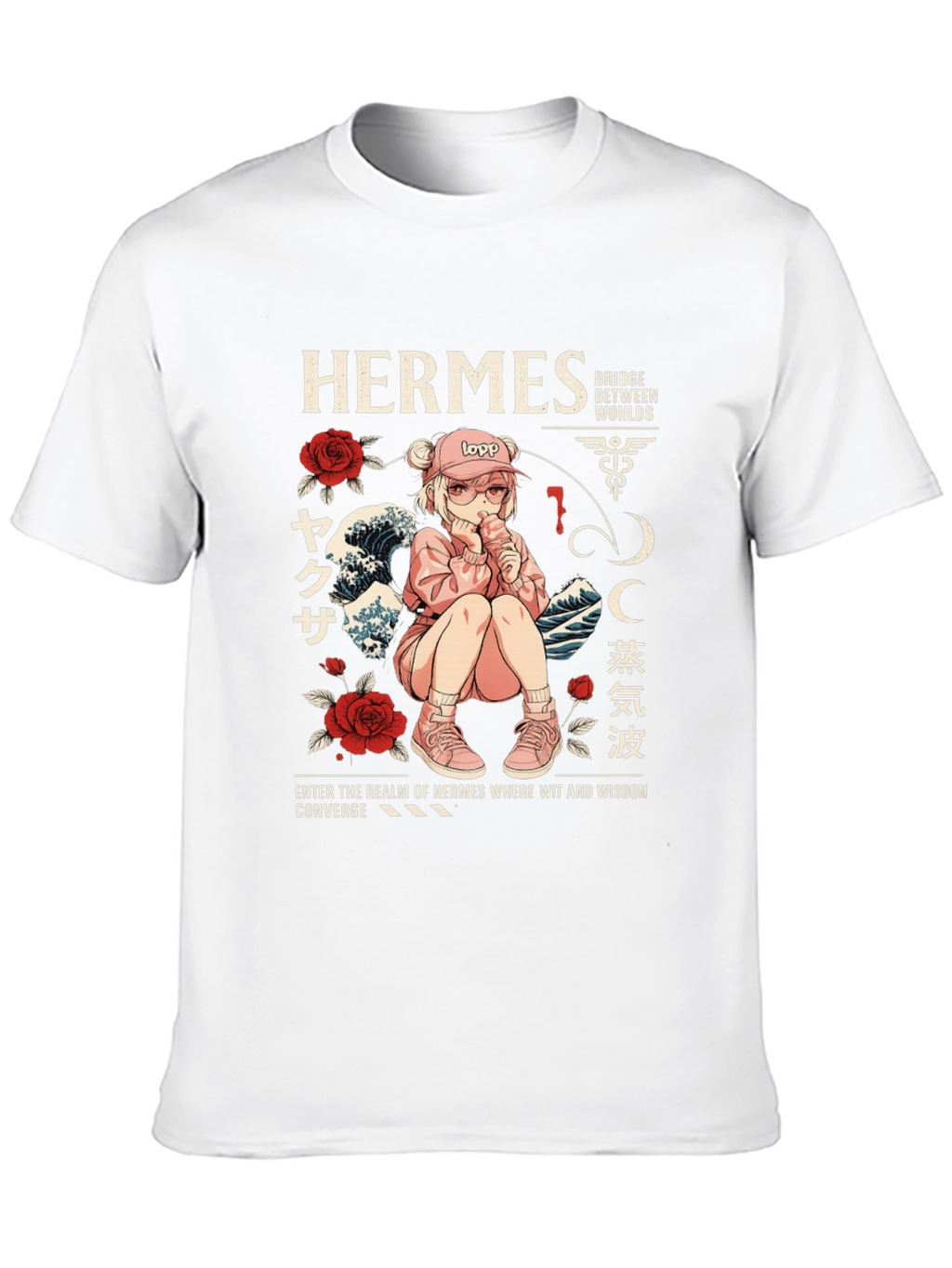 Hermes Anime Graphic T-Shirt - Black
