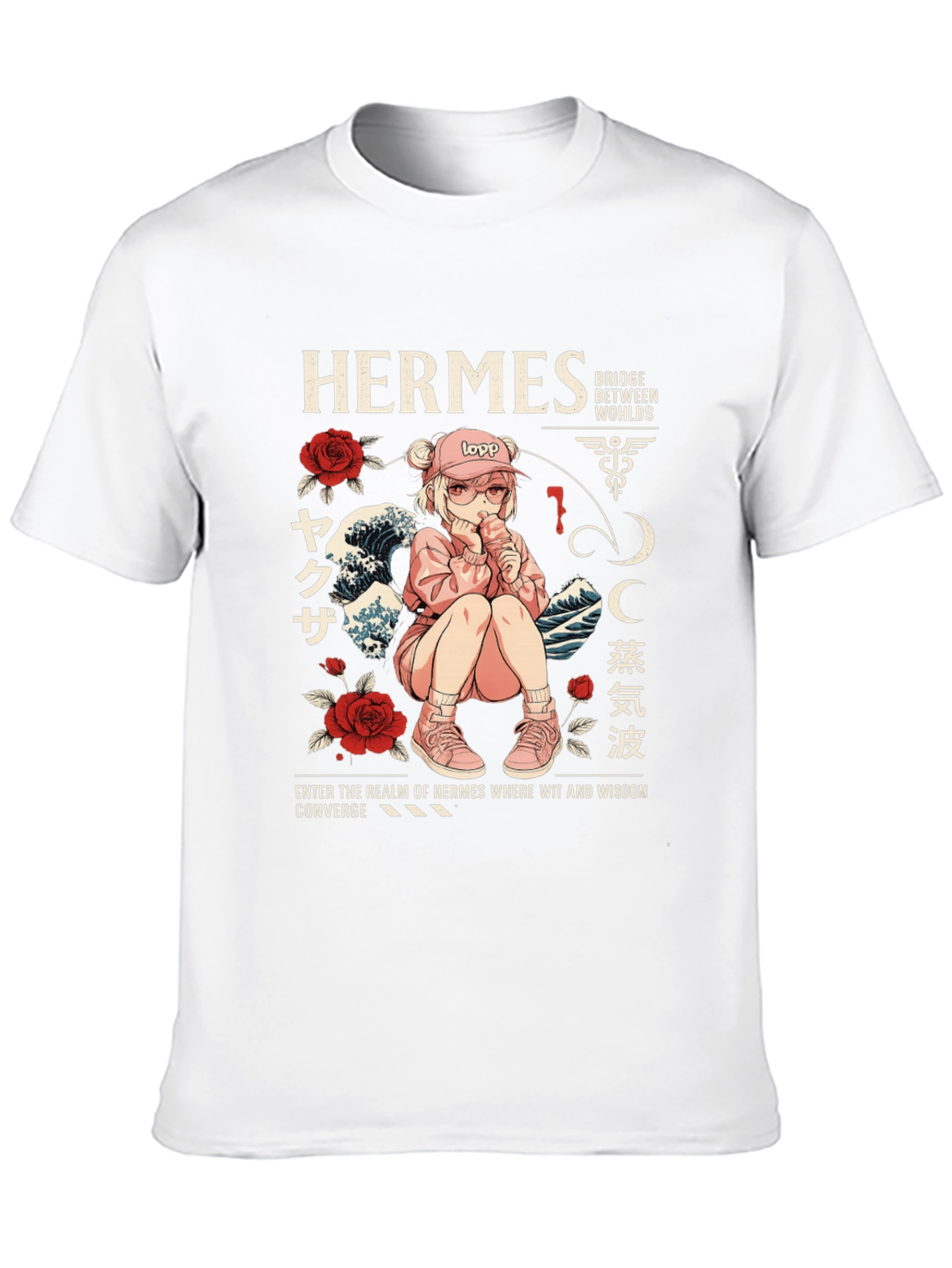 Hermes Anime Graphic T-Shirt - Black