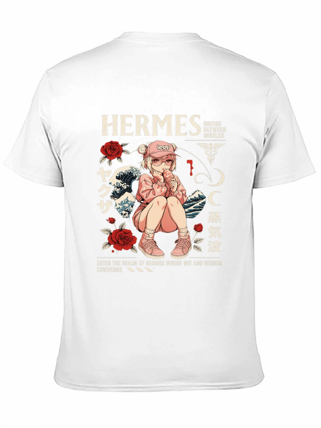 Hermes Anime Graphic T-Shirt - Black