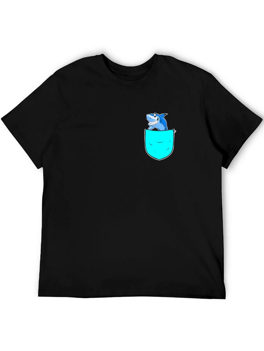 Shark Pocket Graphic T-Shirt - Black Cotton Blend