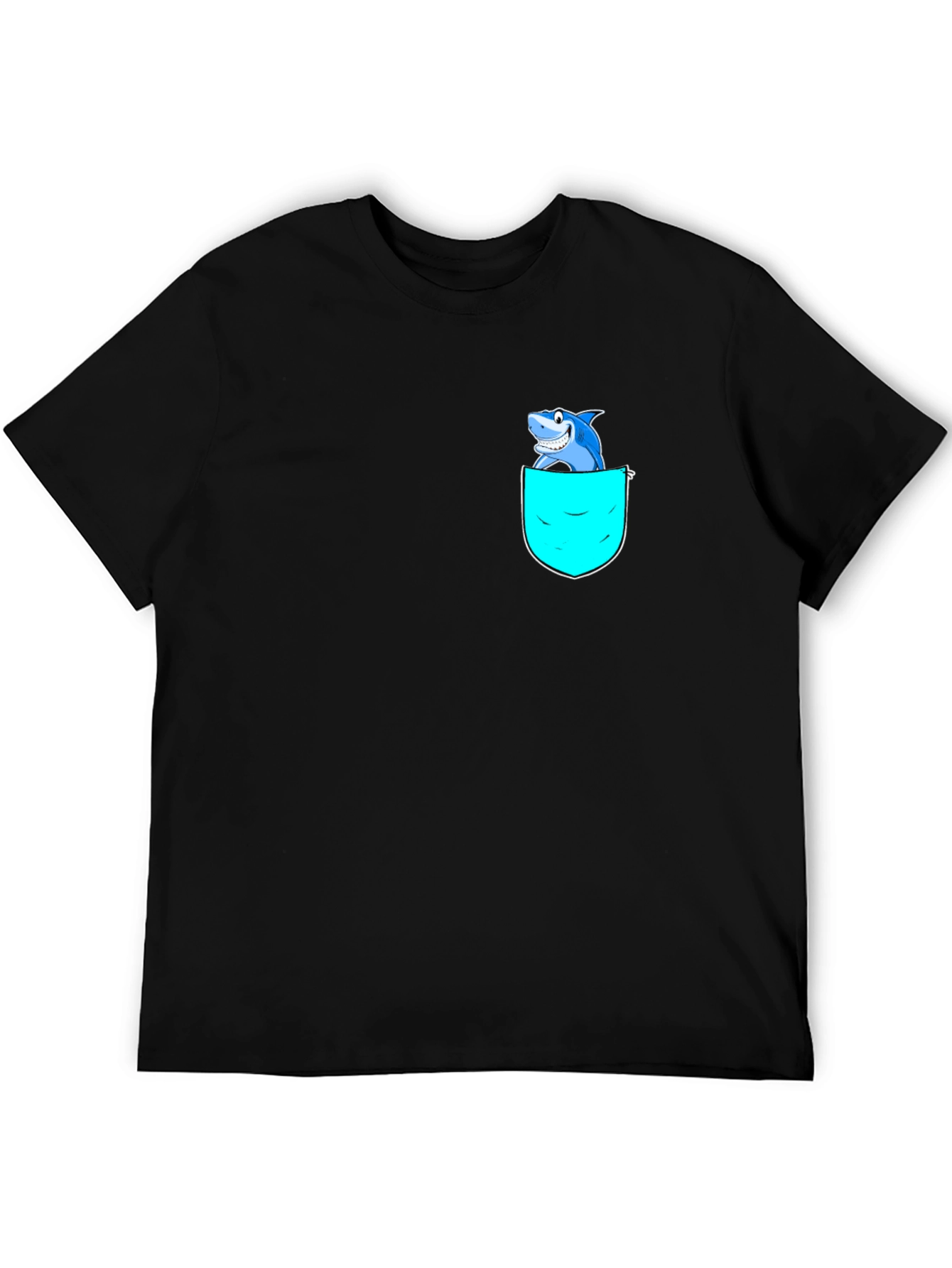 Shark Pocket Graphic T-Shirt - Black Cotton Blend
