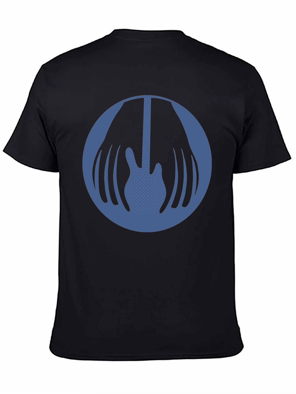 Blue Guitar Circle Graphic Black T-Shirt