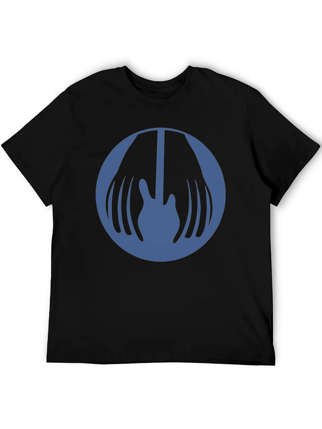 Blue Guitar Circle Graphic Black T-Shirt
