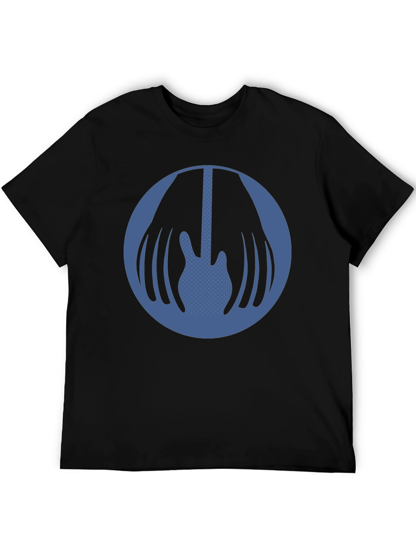 Blue Guitar Circle Graphic Black T-Shirt